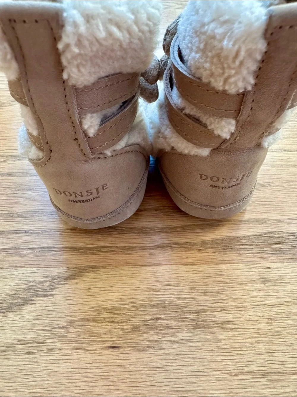 Walker Cream Faux-Shearling Winter Boots with Hook-and-Loop Strap